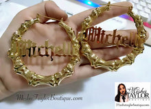 Load image into Gallery viewer, 18K Custom Name Plate Bamboo Earrings