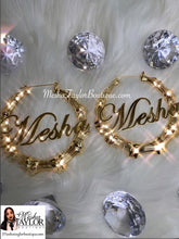 Load image into Gallery viewer, 18K Custom Name Plate Bamboo Earrings